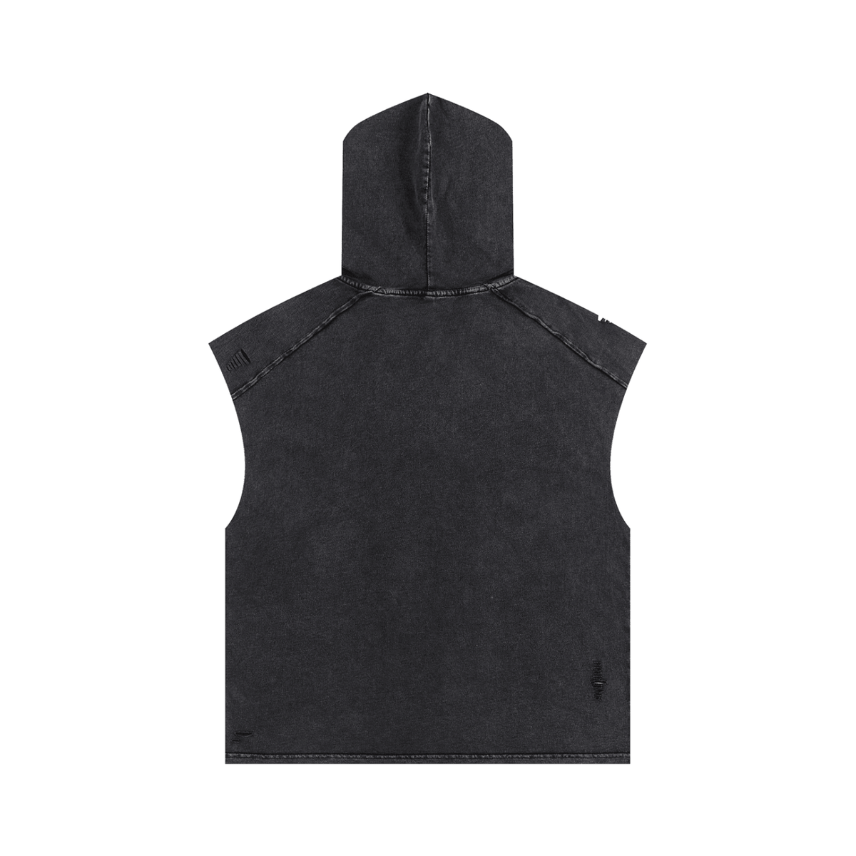 Snow Washed Boxy Hooded Tank Top with NYC Print Rooftop View Midtown Manhattan - Canvas & Charms