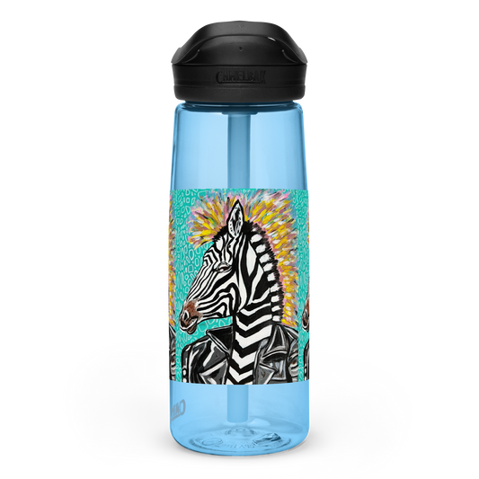 Punk Rock Zebra Sports Water Bottle