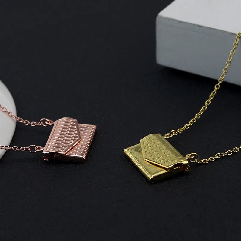 Stainless Steel Pendant Necklace with Envelope and cable chain - Canvas & Charms