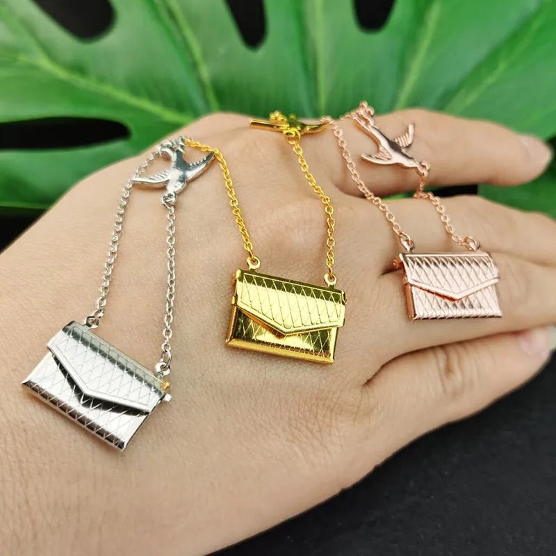 Stainless Steel Pendant Necklace with Envelope and cable chain - Canvas & Charms