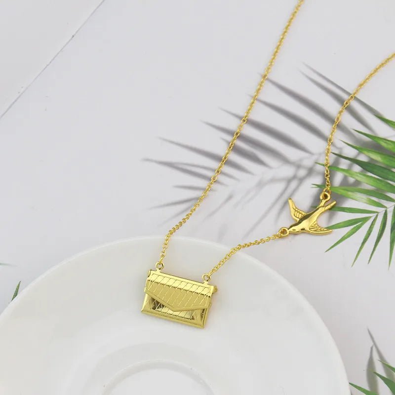 Stainless Steel Pendant Necklace with Envelope and cable chain - Canvas & Charms