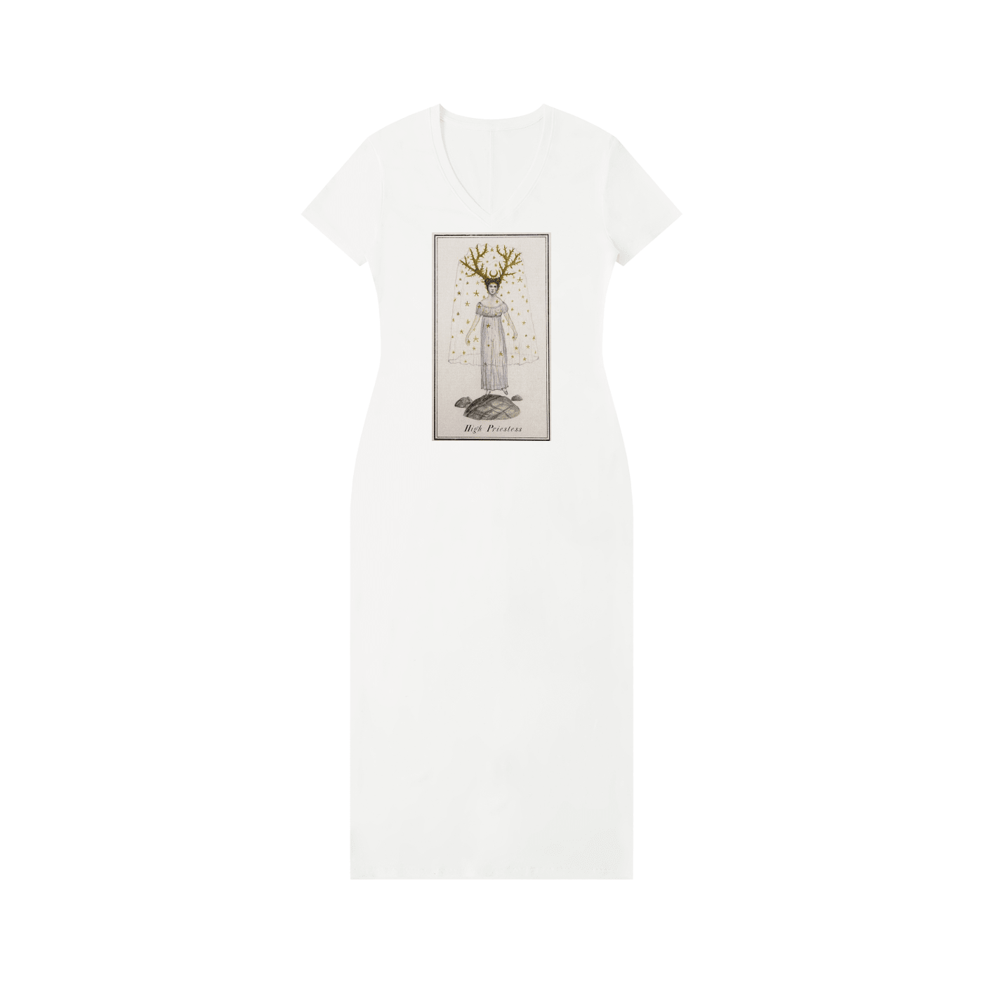 Tarot Dress Women's V-Neck Short Sleeve Slim Fit Maxi Dress - Canvas & Charms