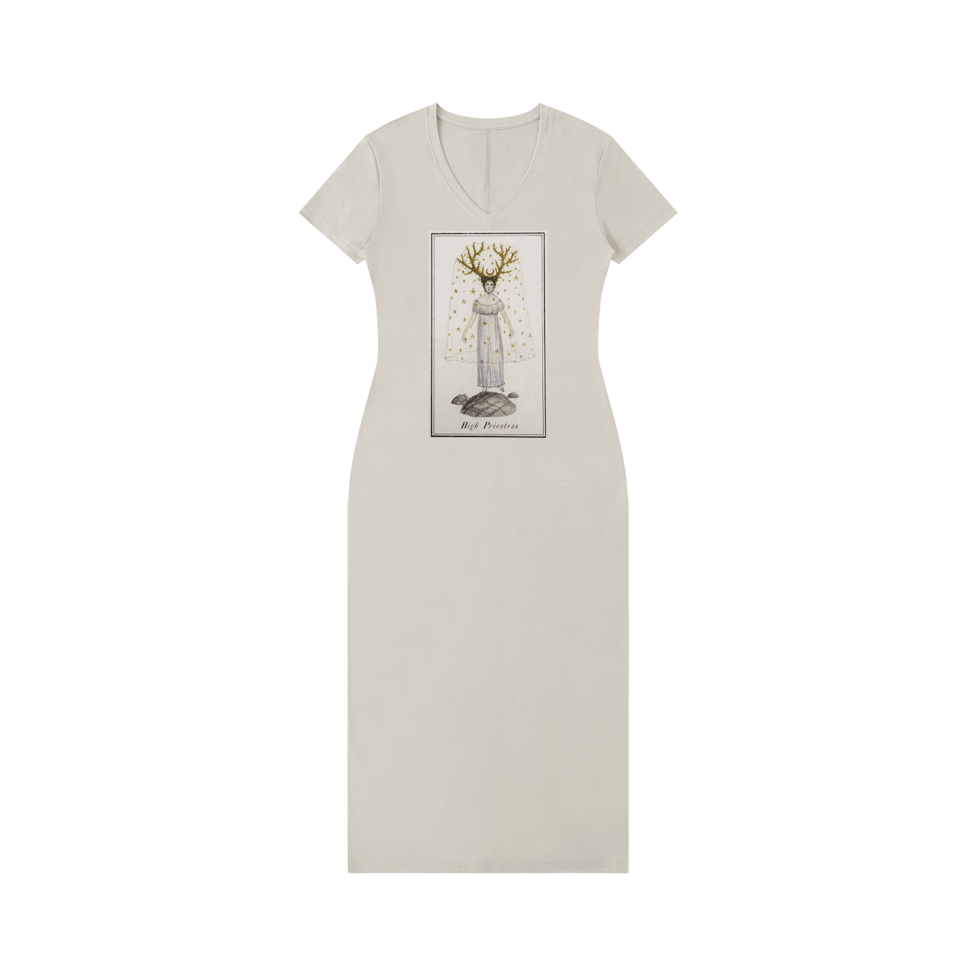 Tarot Dress Women's V-Neck Short Sleeve Slim Fit Maxi Dress - Canvas & Charms