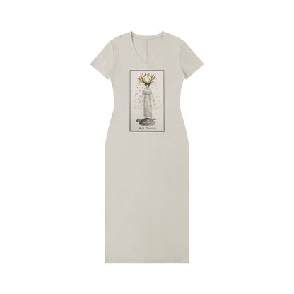 Tarot Dress Women's V-Neck Short Sleeve Slim Fit Maxi Dress - Canvas & Charms