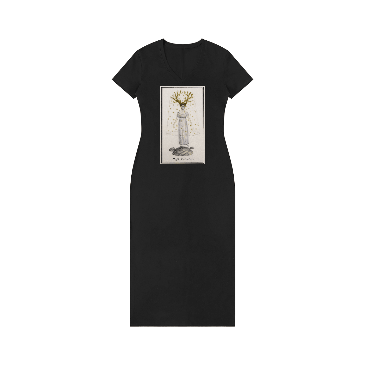 Tarot Dress Women's V-Neck Short Sleeve Slim Fit Maxi Dress - Canvas & Charms