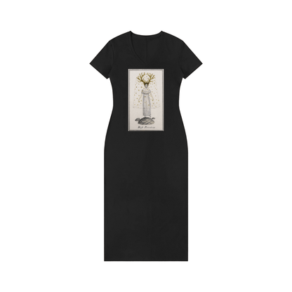 Tarot Dress Women's V-Neck Short Sleeve Slim Fit Maxi Dress - Canvas & Charms