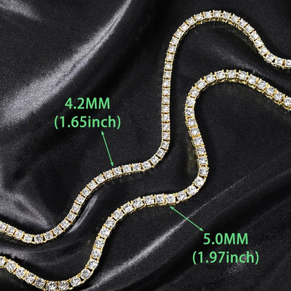 Trendy Men's Tennis Necklace Single Row Embedded Crystals 5mm Hip Hop Style Alloy Jewelry Accessory - Canvas & Charms