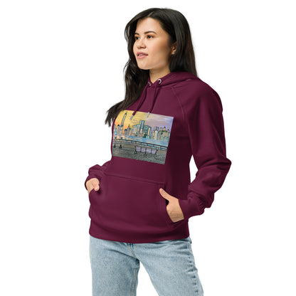 NYC Manhattan Sunset Unisex eco raglan hoodie