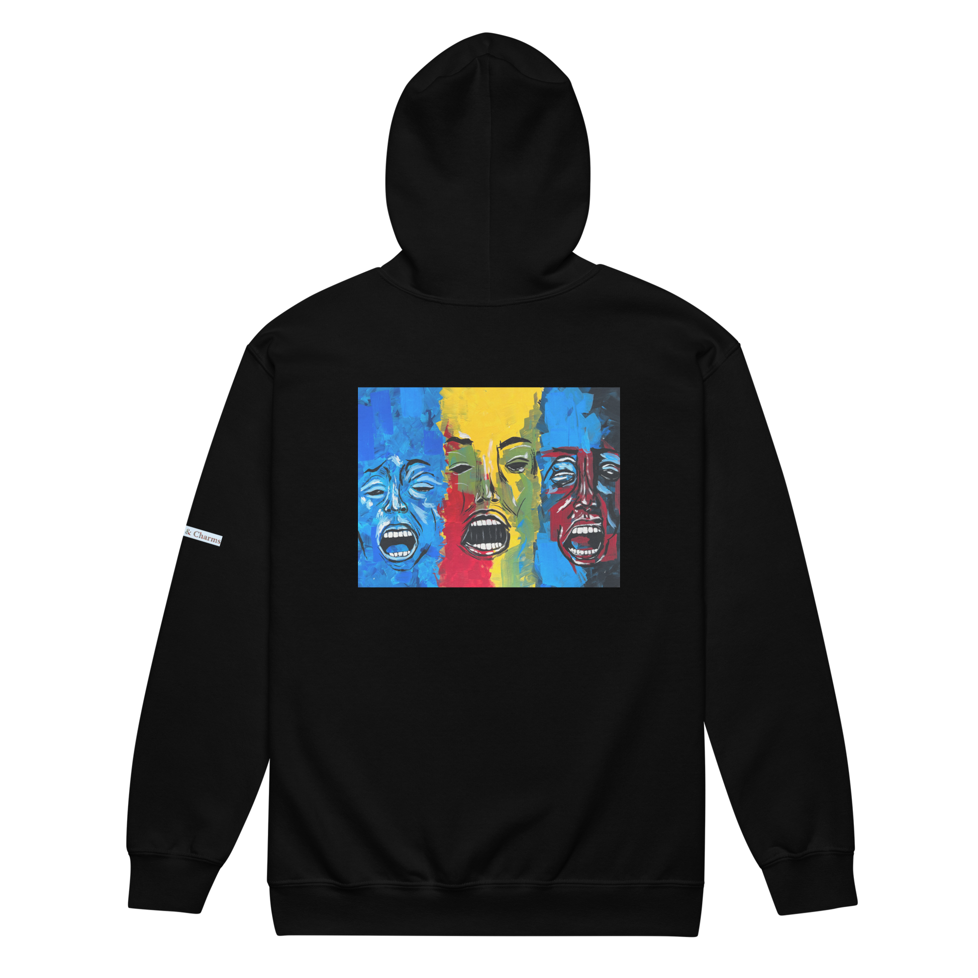 Unisex heavy blend zip hoodie with 3 faces art print