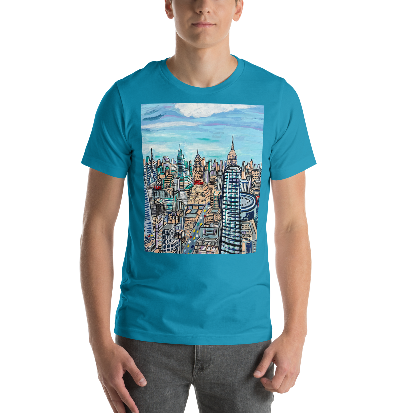 NYC Manhattan Skyline View from the Edge Art Unisex Tshirt