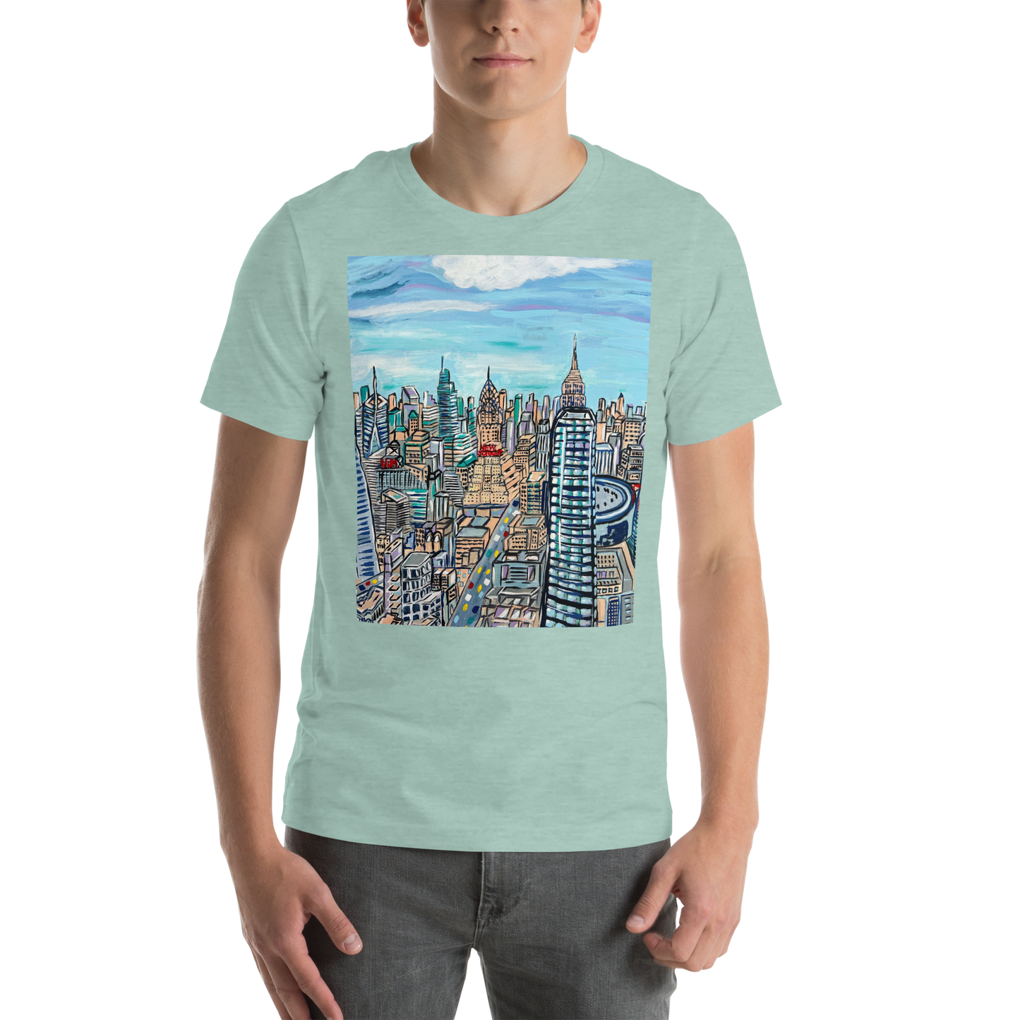 NYC Manhattan Skyline View from the Edge Art Unisex Tshirt