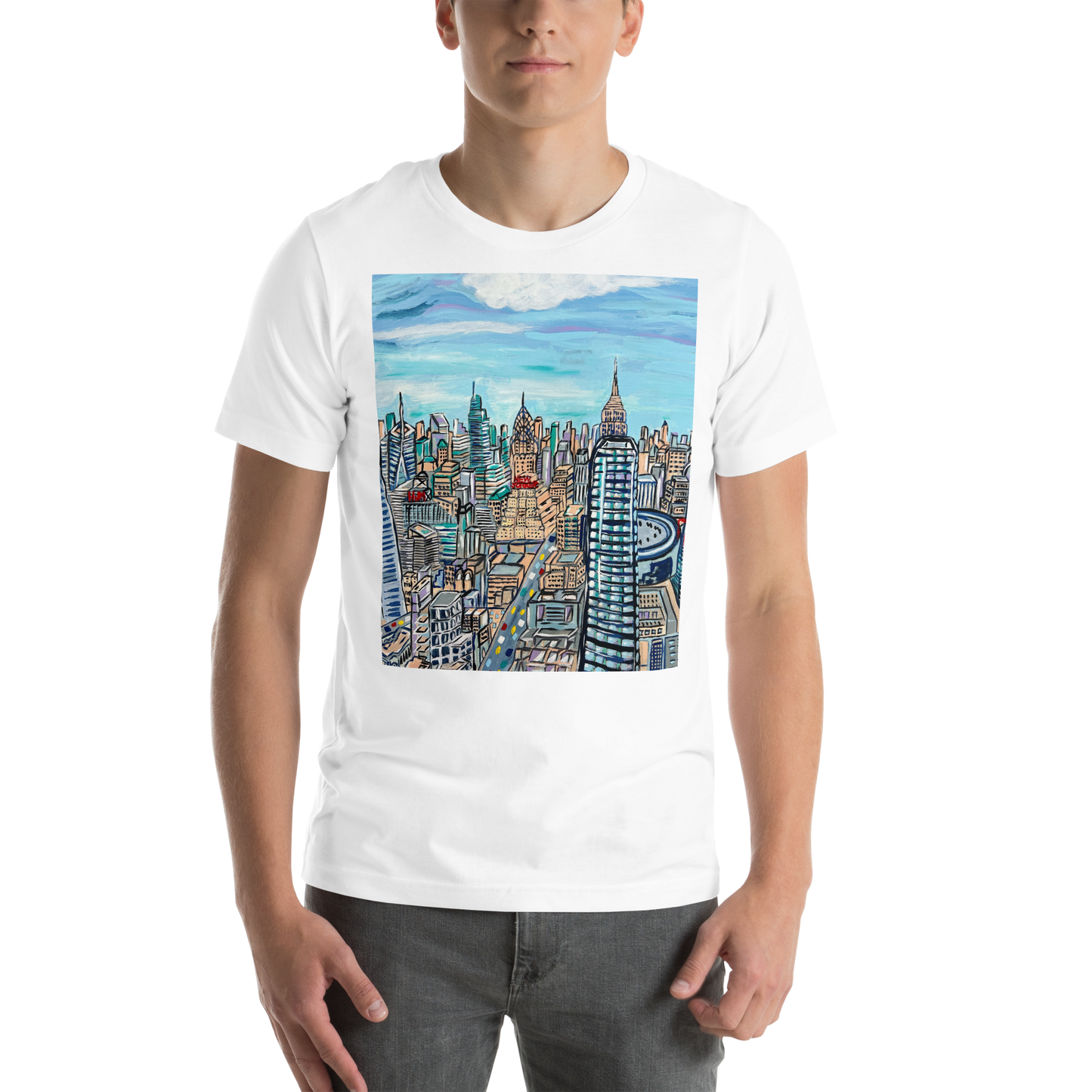 NYC Manhattan Skyline View from the Edge Art Unisex Tshirt