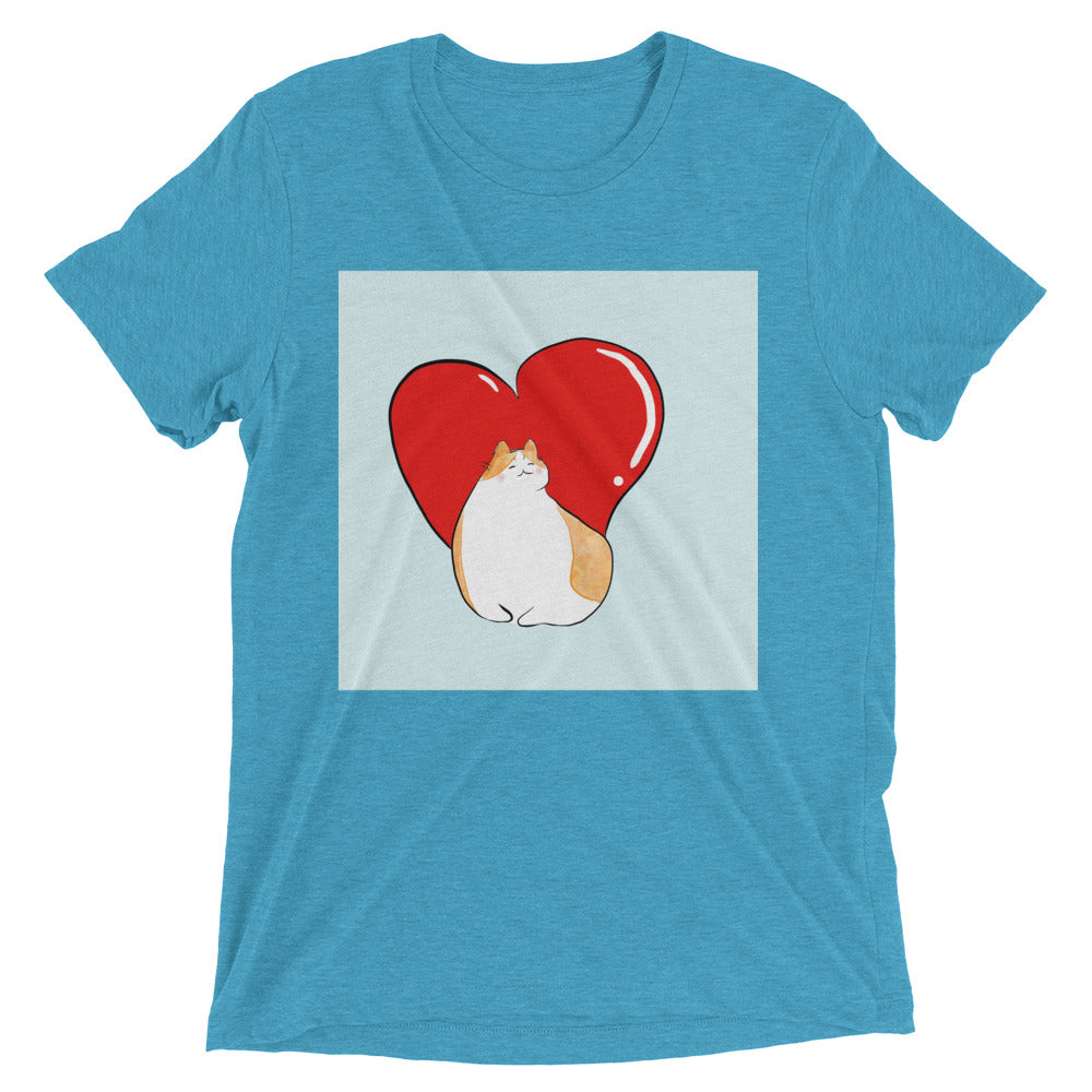 Cat Heart Unisex Short Sleeve T-shirt Doodle Valentine’s Day Gift