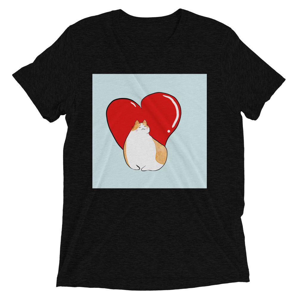 Cat Heart Unisex Short Sleeve T-shirt Doodle Valentine’s Day Gift