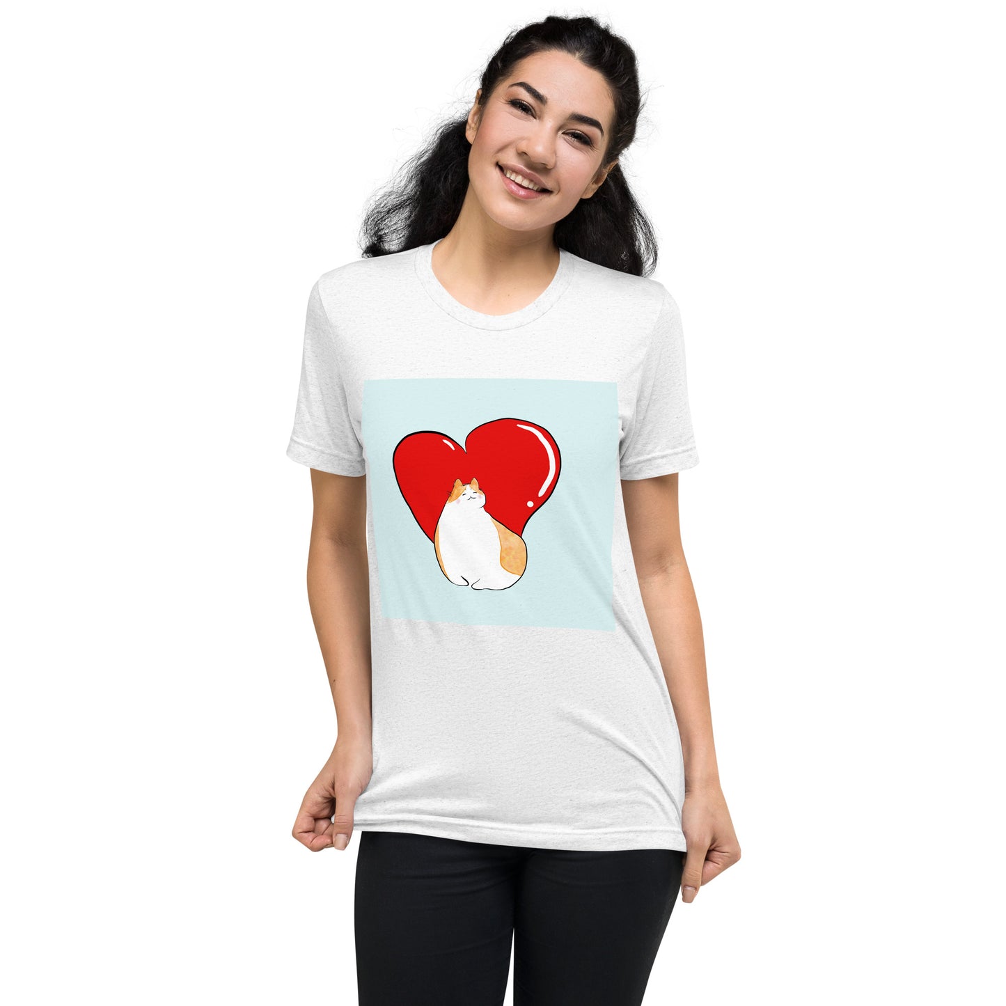 Cat Heart Unisex Short Sleeve T-shirt Doodle Valentine’s Day Gift