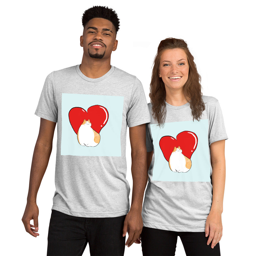 Cat Heart Unisex Short Sleeve T-shirt Doodle Valentine’s Day Gift