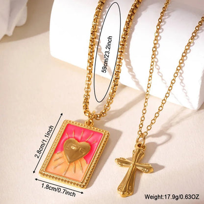 Waterproof Non Tarnish Cross Necklace for Women in 304 Stainless Steel with 18K Real Gold Plated PVD Coated O Chain - Canvas & Charms