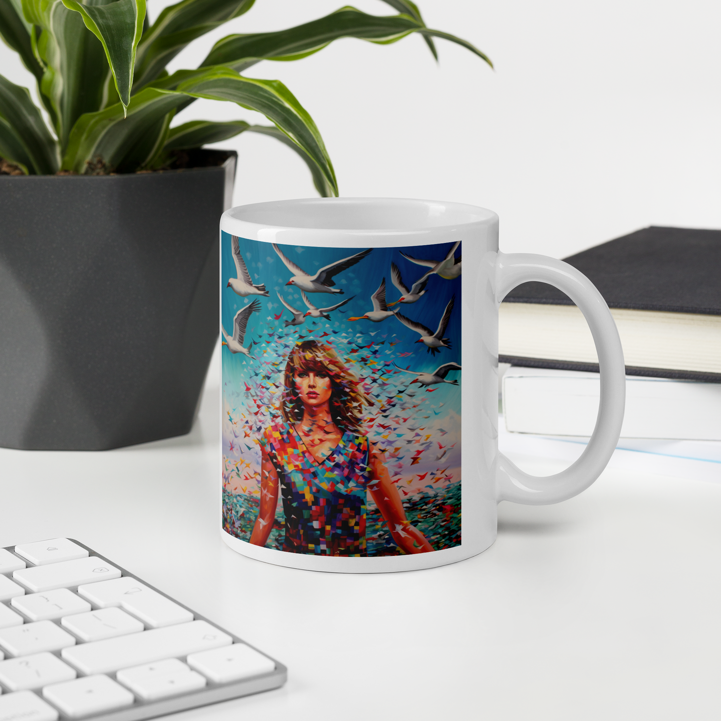 Taylor Fan Music 1989 Seagull Art White glossy mug