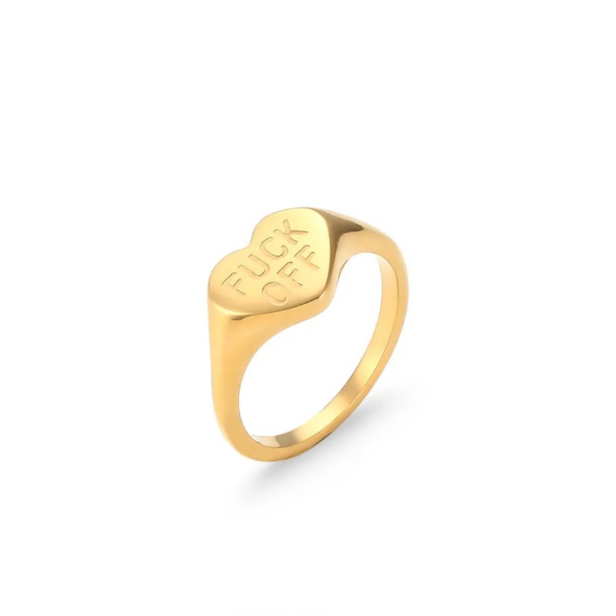 Wholesale Jewelry Fashion Letter 304 Stainless Steel No Inlaid 18K Gold Plated Rings - Canvas & Charms
