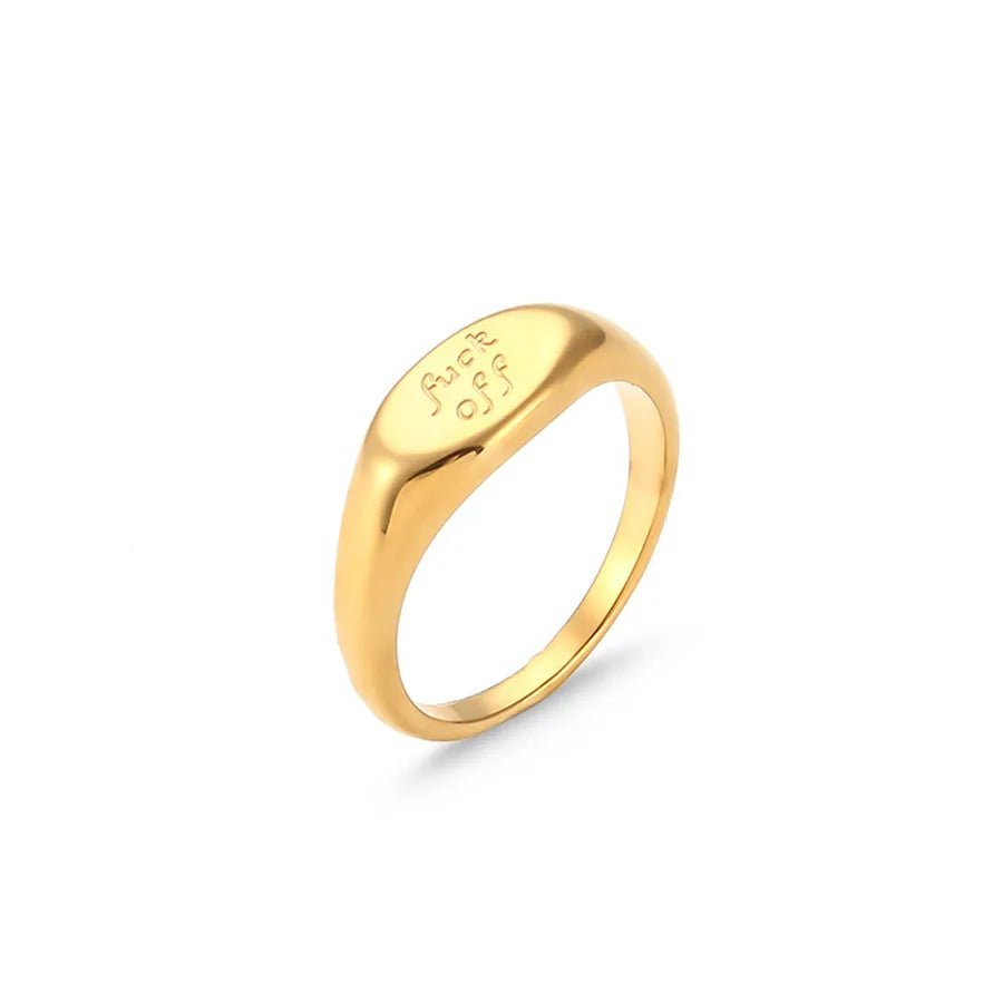 Wholesale Jewelry Fashion Letter 304 Stainless Steel No Inlaid 18K Gold Plated Rings - Canvas & Charms