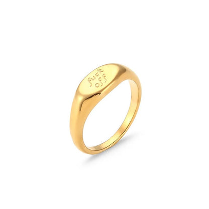 Wholesale Jewelry Fashion Letter 304 Stainless Steel No Inlaid 18K Gold Plated Rings - Canvas & Charms