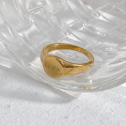 Wholesale Jewelry Fashion Letter 304 Stainless Steel No Inlaid 18K Gold Plated Rings - Canvas & Charms