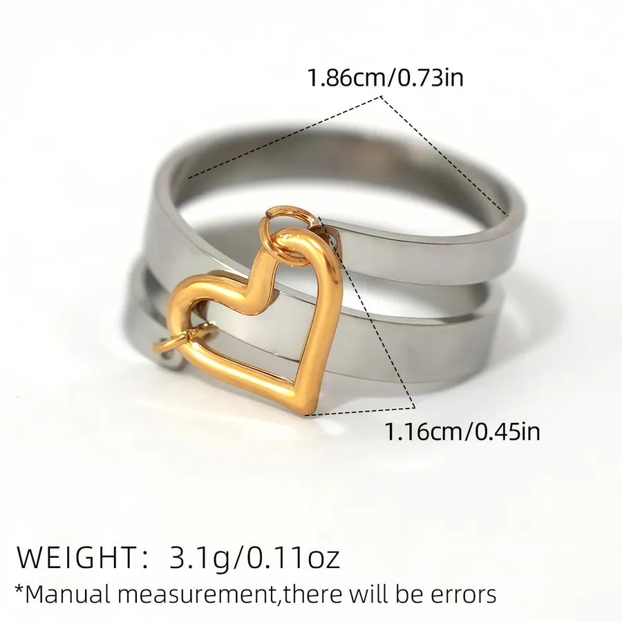 Wholesale Jewelry IG Style Cute Simple Style Heart Shape 304 Stainless Steel 18K Gold Plated Rings - Canvas & Charms