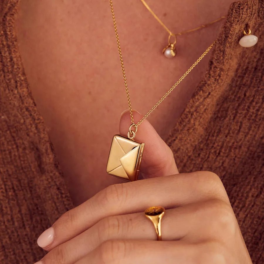 Wholesale Jewelry IG Style Simple Style Commute I Love you envelope 304 Stainless Steel 18K Gold Plated Pendant Necklace - Canvas & Charms