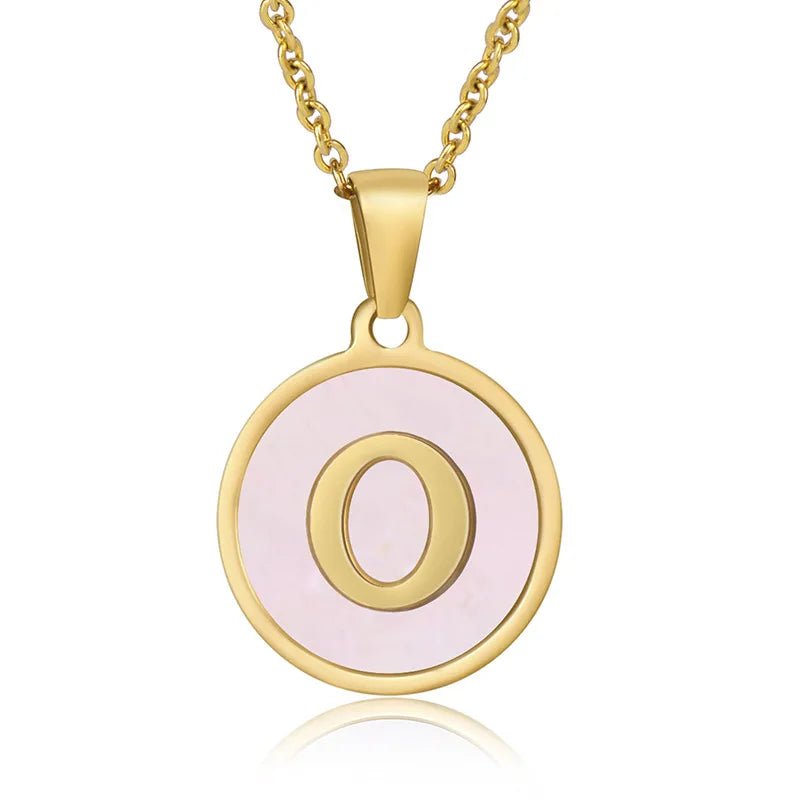 Wholesale Jewelry Simple Style Round Letter 304 Stainless Steel Shell 18K Gold Plated Gold Plated Pendant Necklace - Canvas & Charms