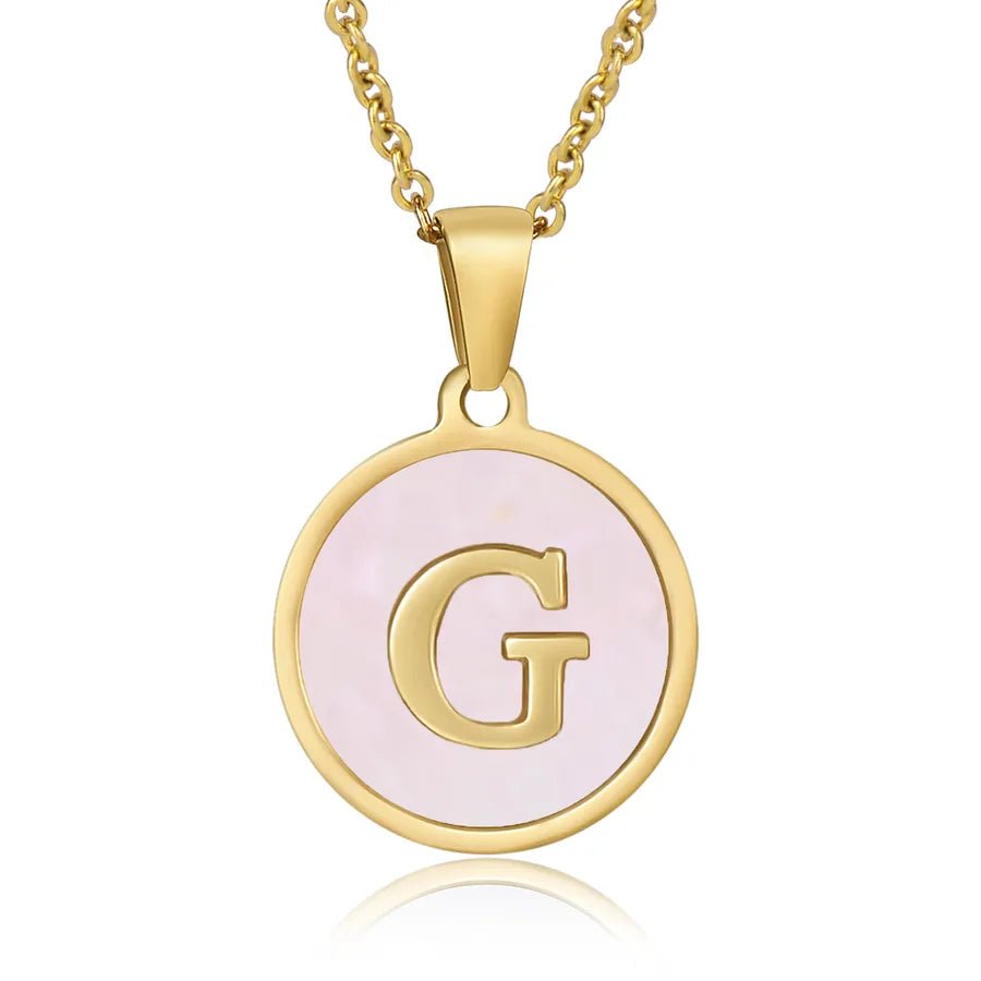 Wholesale Jewelry Simple Style Round Letter 304 Stainless Steel Shell 18K Gold Plated Gold Plated Pendant Necklace - Canvas & Charms