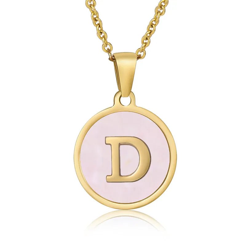 Wholesale Jewelry Simple Style Round Letter 304 Stainless Steel Shell 18K Gold Plated Gold Plated Pendant Necklace - Canvas & Charms