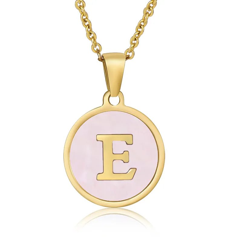 Wholesale Jewelry Simple Style Round Letter 304 Stainless Steel Shell 18K Gold Plated Gold Plated Pendant Necklace - Canvas & Charms