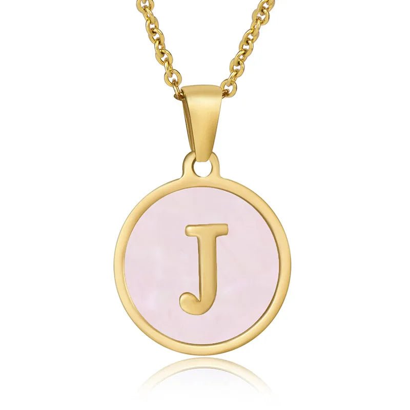 Wholesale Jewelry Simple Style Round Letter 304 Stainless Steel Shell 18K Gold Plated Gold Plated Pendant Necklace - Canvas & Charms