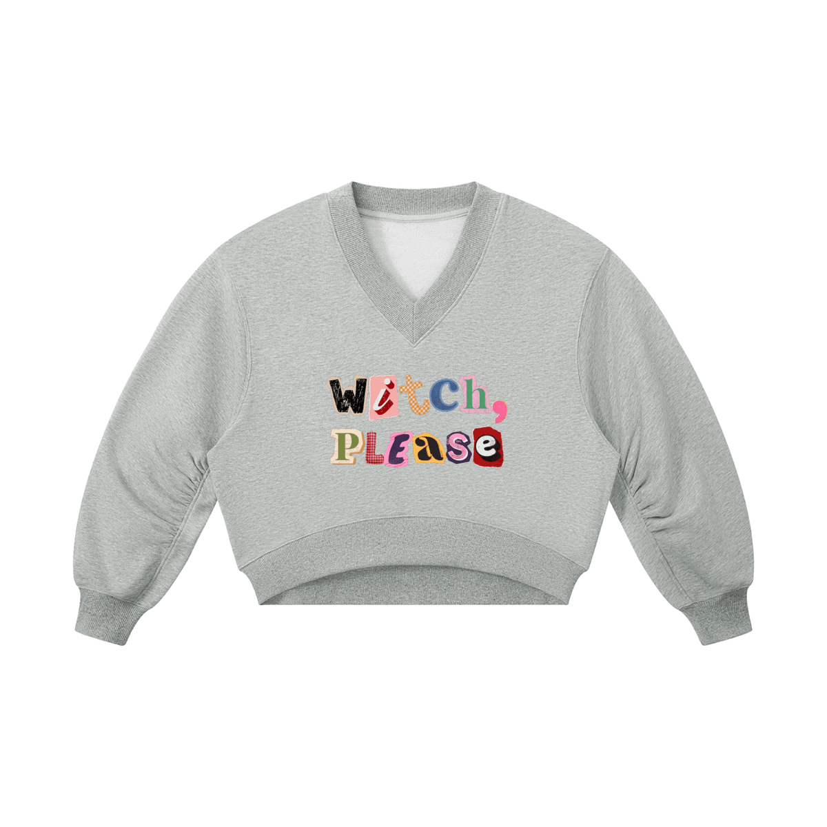 Witch Please Women’s Crop V-Neck Sweatshirt - Canvas & Charms