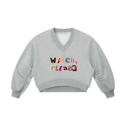 Witch Please Women’s Crop V-Neck Sweatshirt - Canvas & Charms