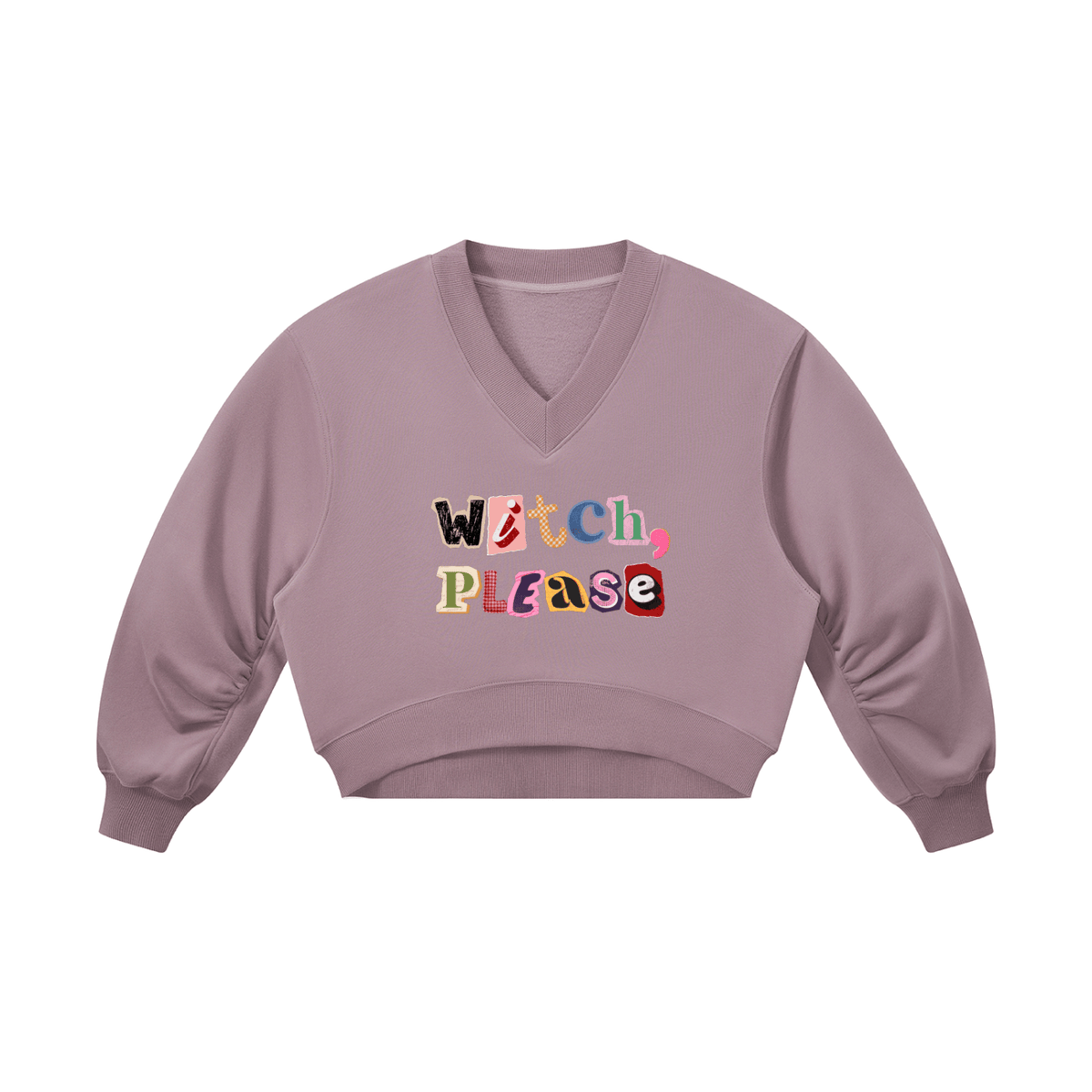 Witch Please Women’s Crop V-Neck Sweatshirt - Canvas & Charms