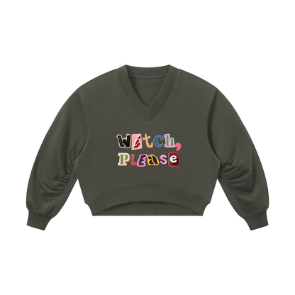 Witch Please Women’s Crop V-Neck Sweatshirt - Canvas & Charms