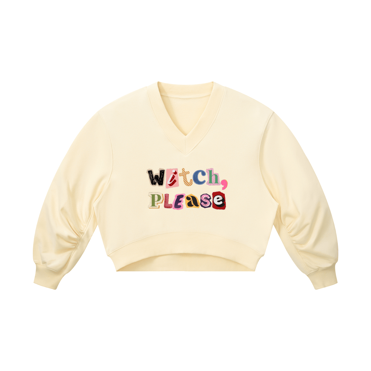 Witch Please Women’s Crop V-Neck Sweatshirt - Canvas & Charms