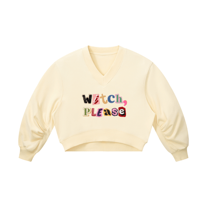 Witch Please Women’s Crop V-Neck Sweatshirt - Canvas & Charms