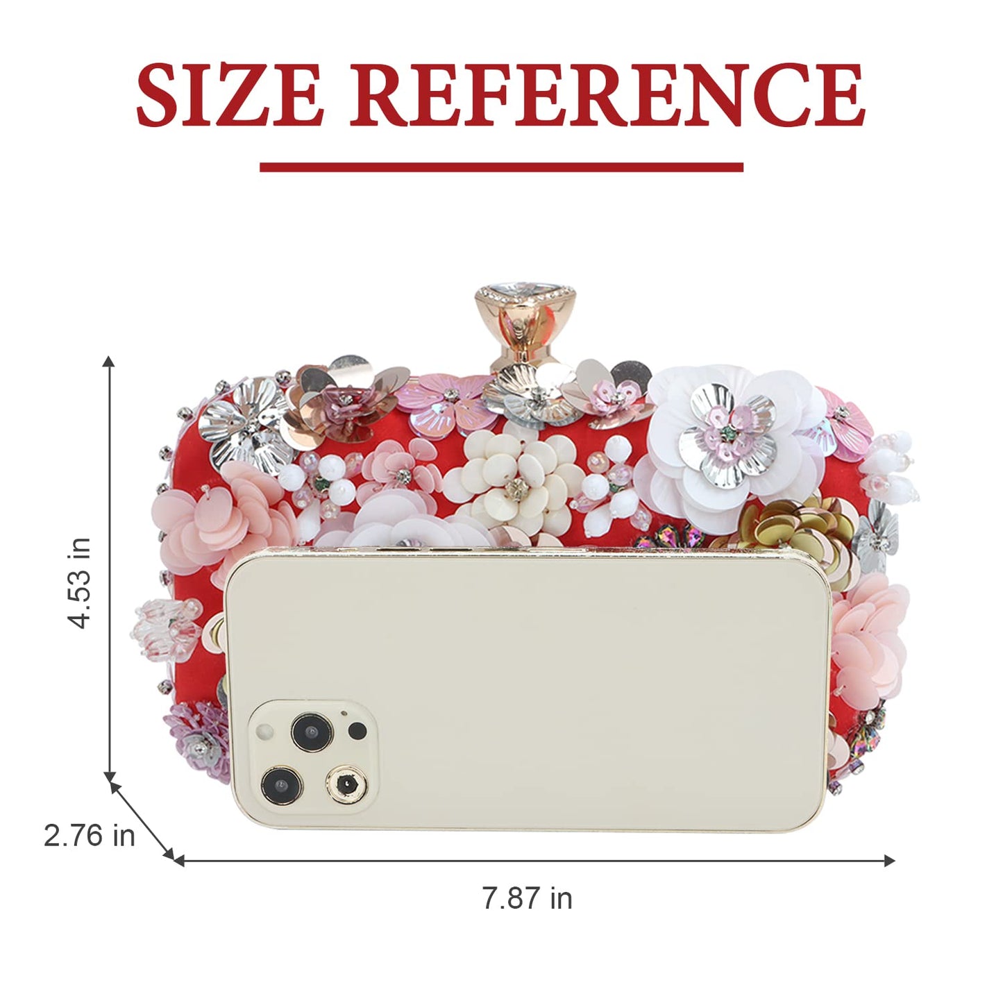 Women Clutches Flower Evening Handbag Chain Strap Shoulder Bag - Canvas & Charms
