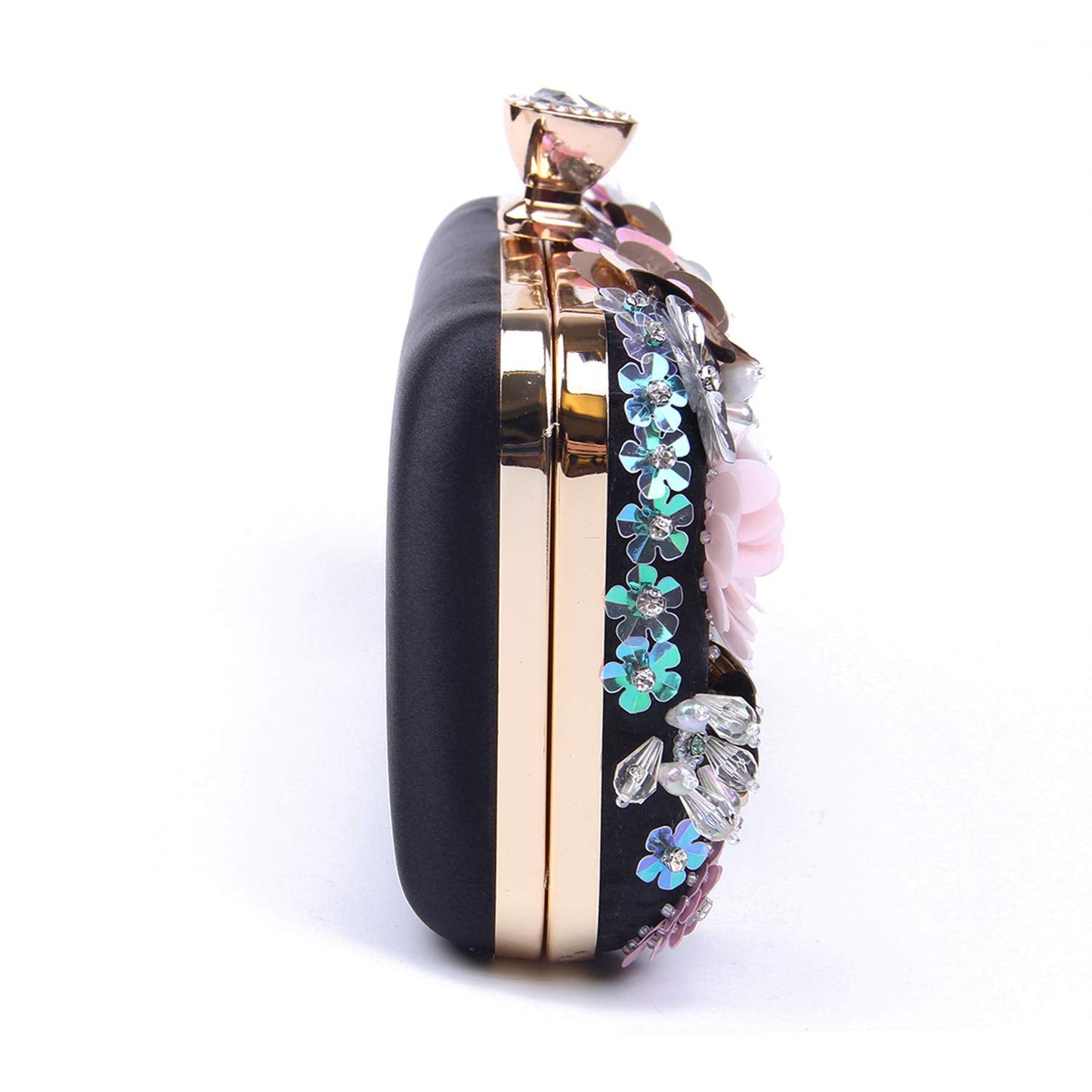Women Clutches Flower Evening Handbag Chain Strap Shoulder Bag - Canvas & Charms