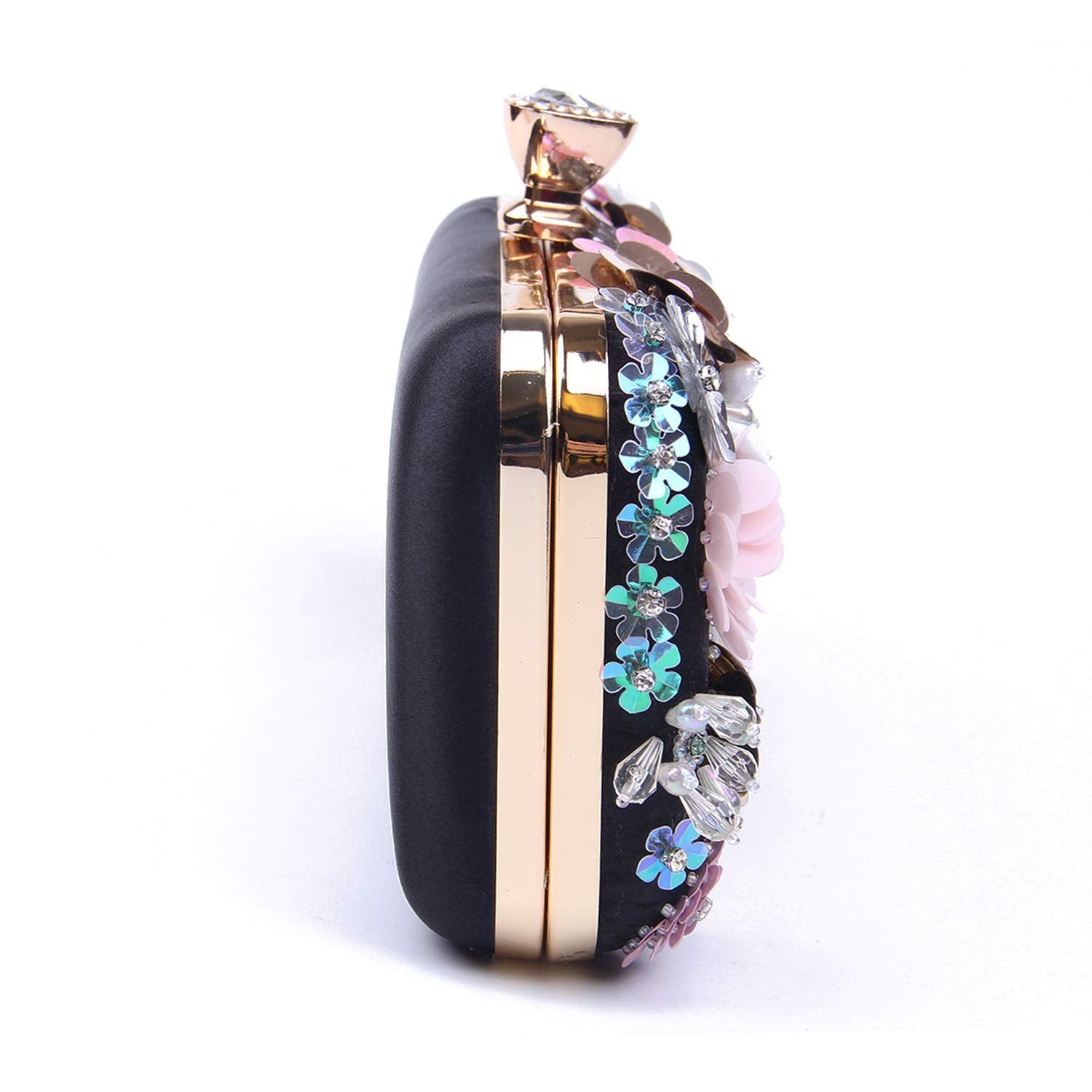 Women Clutches Flower Evening Handbag Chain Strap Shoulder Bag - Canvas & Charms