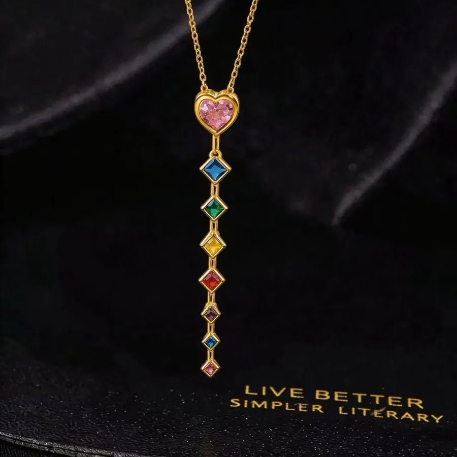 Women’s Long Tassel Necklace with Electroplated Copper Cable Chain and Zircon Inlay - Canvas & Charms